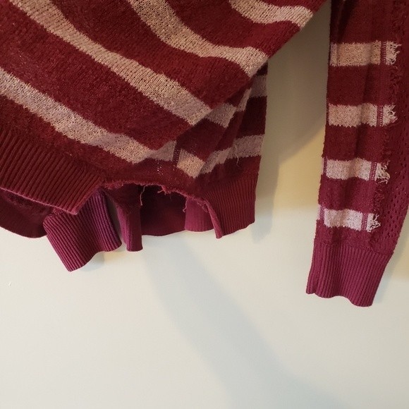 We The Free Fluffy Swit Pullover Maroon Striped Oversized Slouchy Sweater Size M - Picture 6 of 9